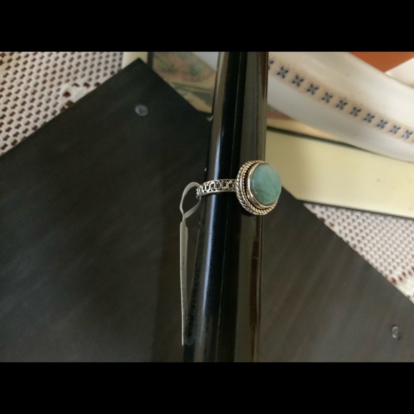 Larimar Blue .925 Carved Round 3 Size—7 - Picture 5 of 8